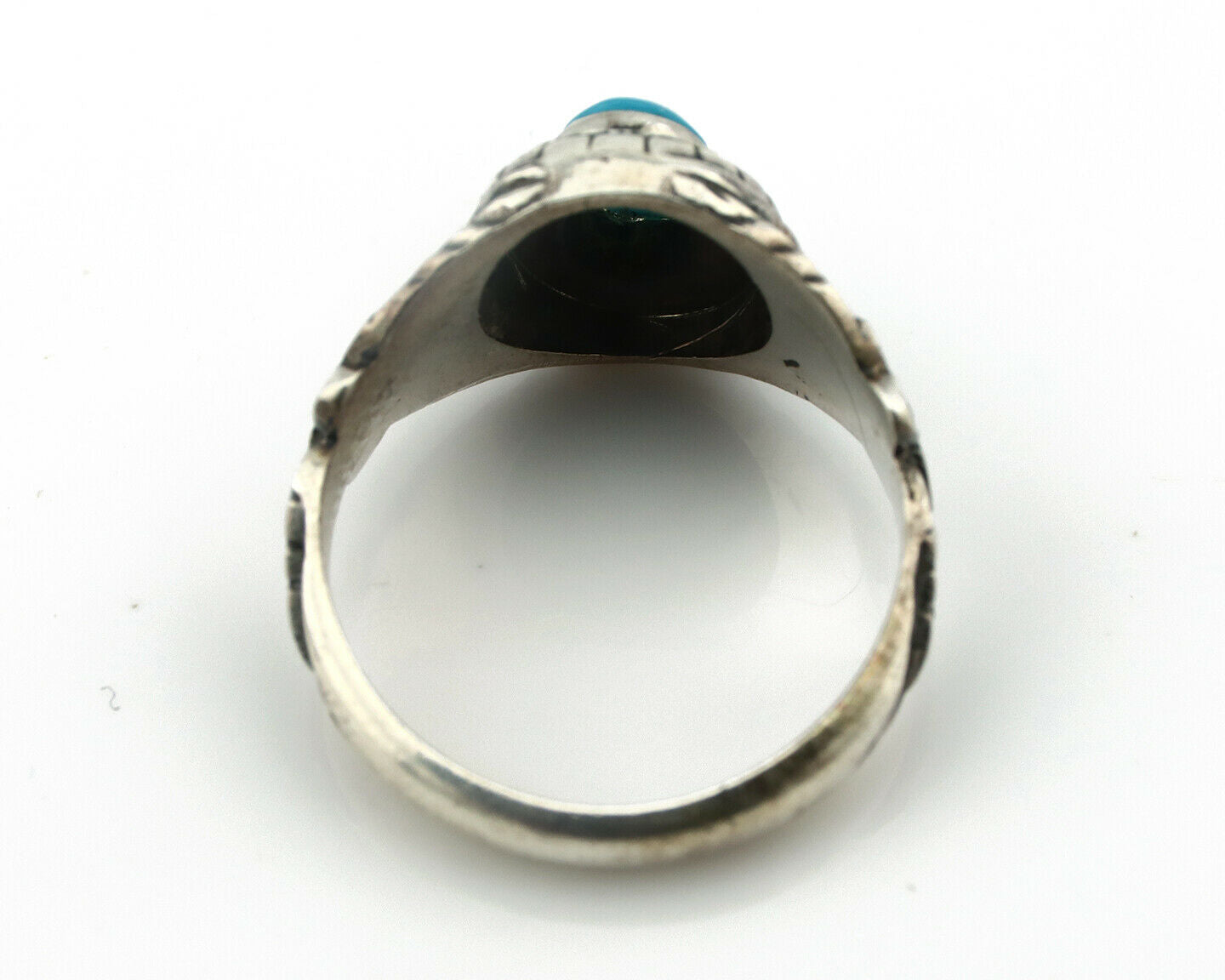 Navajo Ring .925 Silver Natural Blue Turquoise Native American Artist C.80's