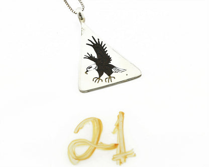 Zuni Inlaid Gemstone Pendant Red Robin .925 Silver Signed WATCHMAN Necklace