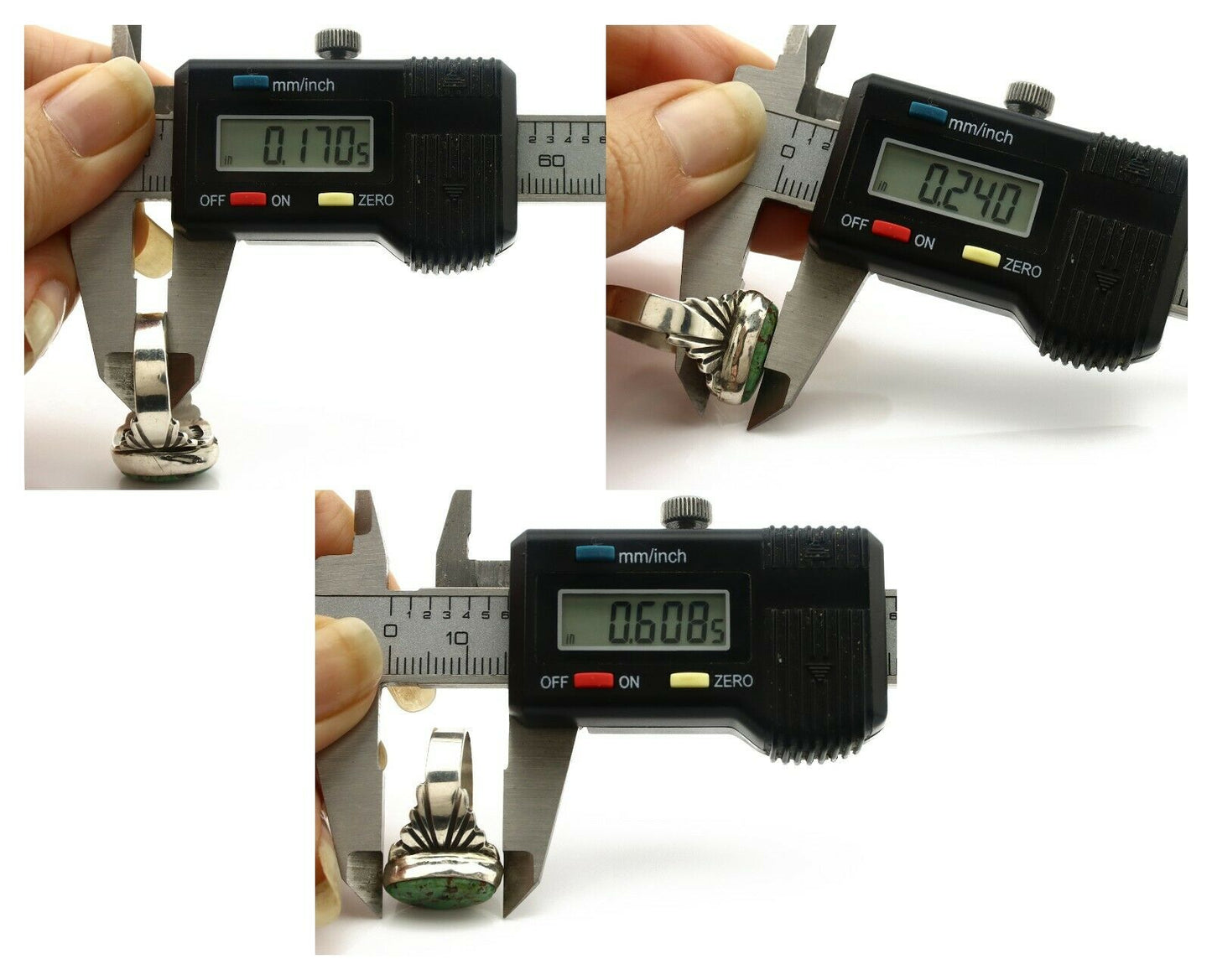 Navajo Ring .925 Silver Blue Green Arizona Turquoise Artist Signed Apache C.80's