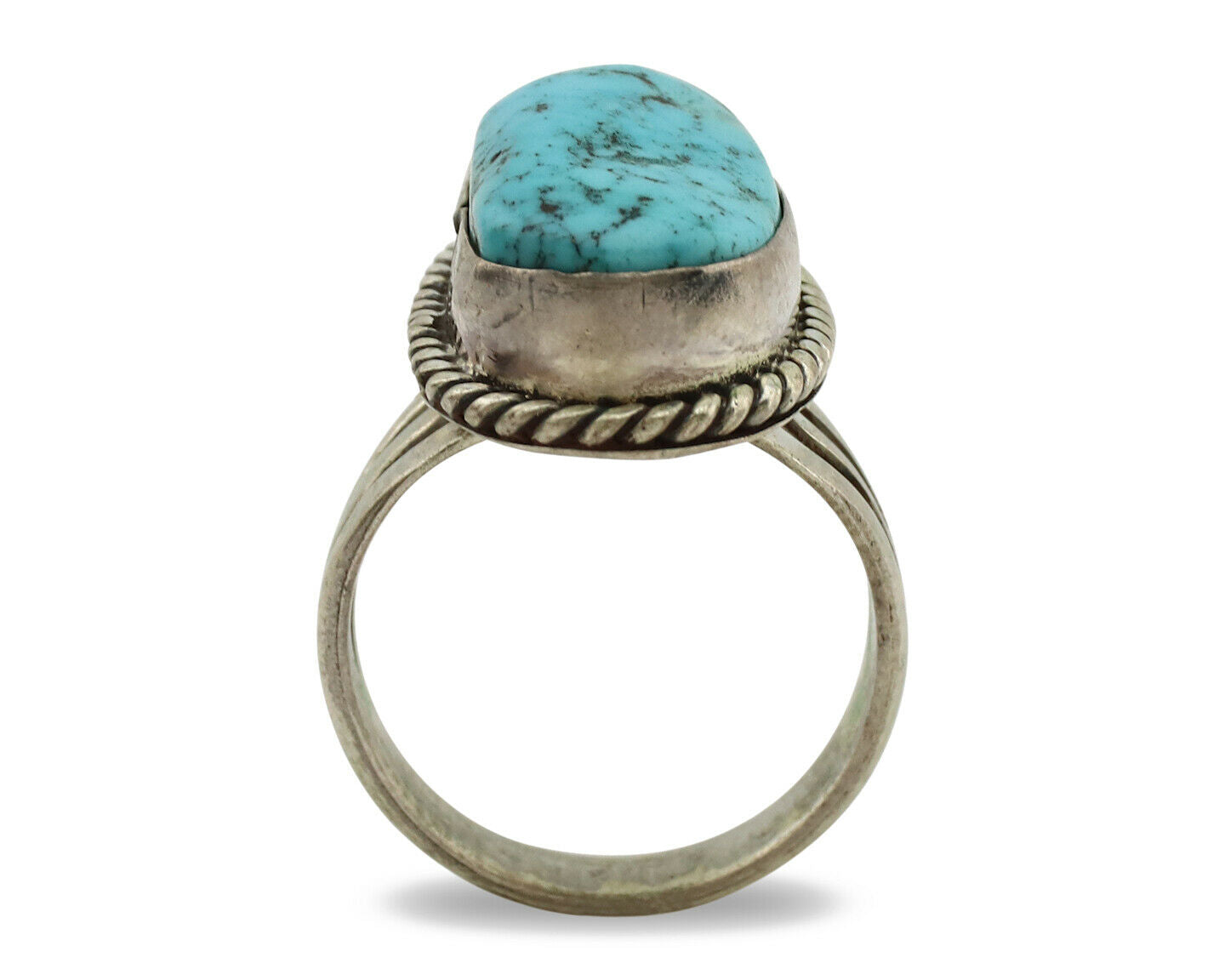 Navajo Ring .925 Silver Blue Turquoise Native American Artist C.1980's