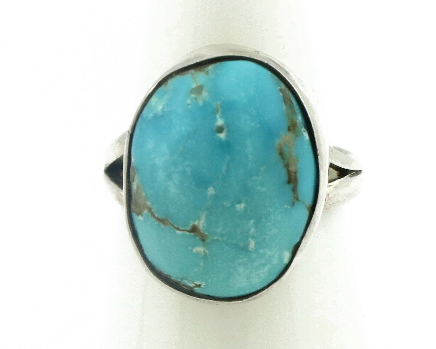 Navajo Ring .925 Silver Natural Blue Turquoise Signed Apache C.80's