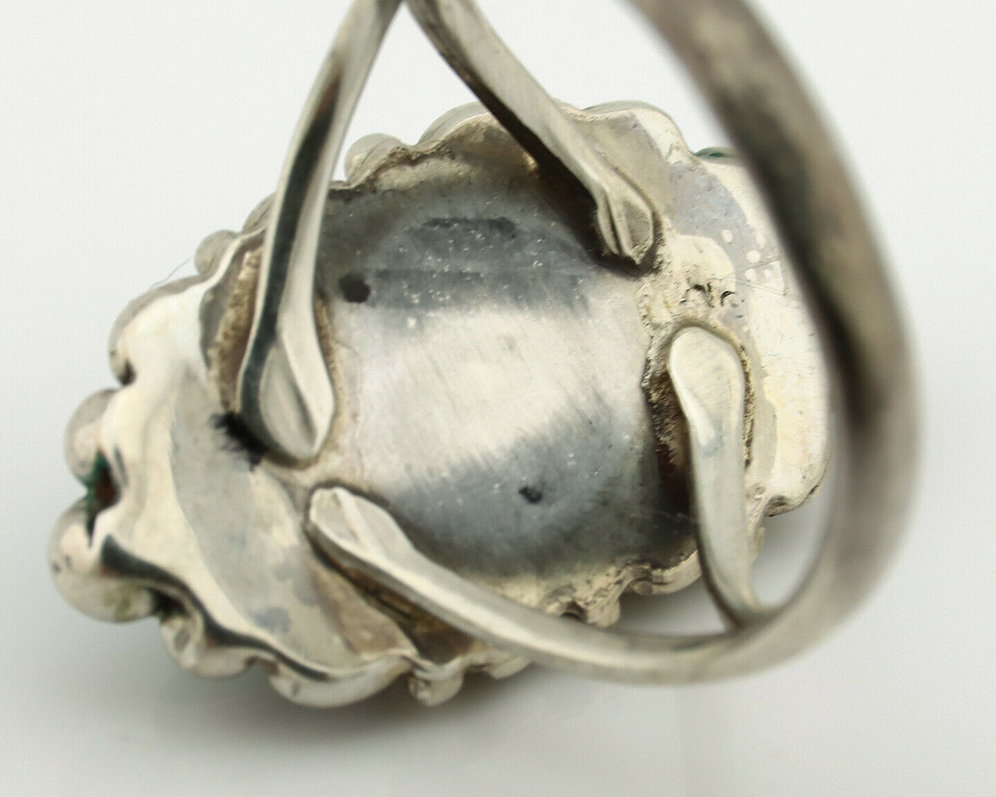 Navajo Ring .925 Silver Spiderweb Turquoise Native American Artist C.80's