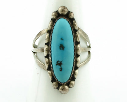 Navajo Ring .925 Silver Natural Blue Turquoise Artist Signed SC C.80's