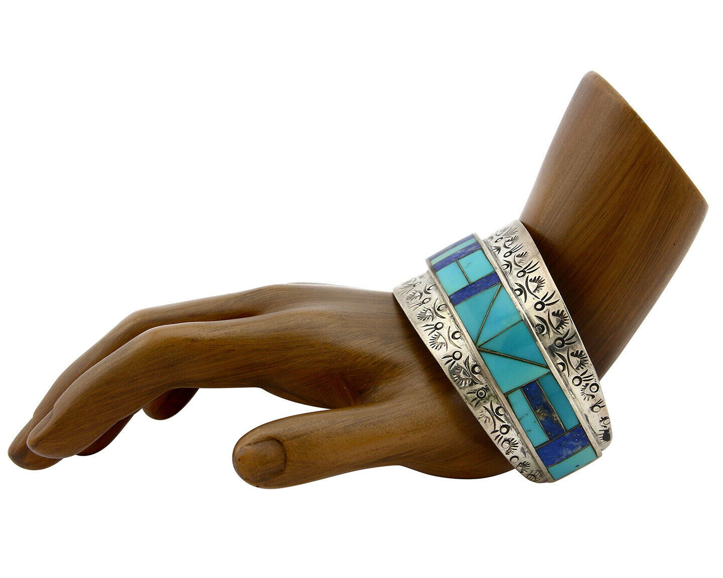 Navajo Bracelet .925 Silver Lapis Turquoise Native Artist C.80's