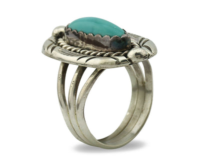 Navajo Ring .925 Silver Blue Turquoise Artist Signed V&N EDSITTY C.80's