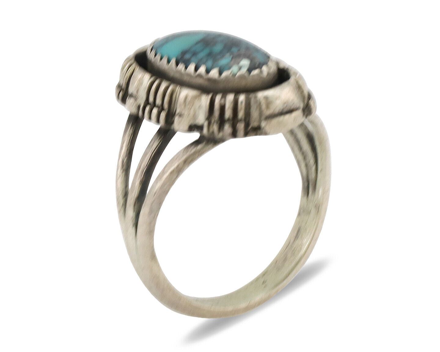 Navajo Ring .925 Silver Spiderweb Turquoise Artist Signed Yazzie C.80's