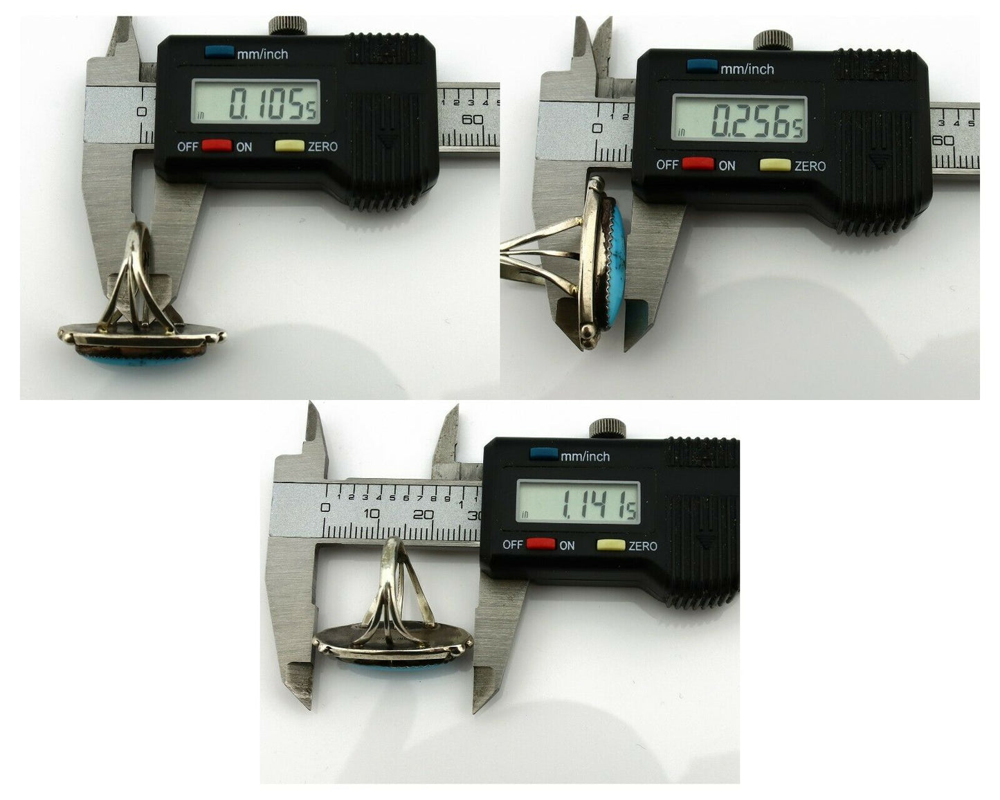 Navajo Ring .925 Silver Natural Blue Turquoise Native Artist SC C.80's