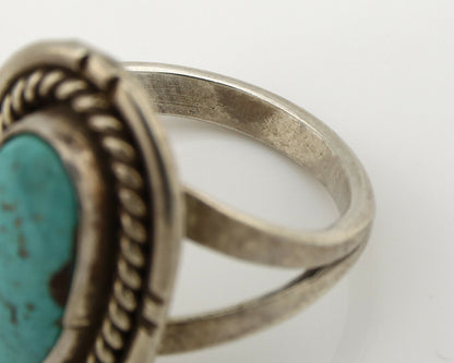 Navajo Ring .925 Silver Blue Turquoise Native American Artist C.1980's