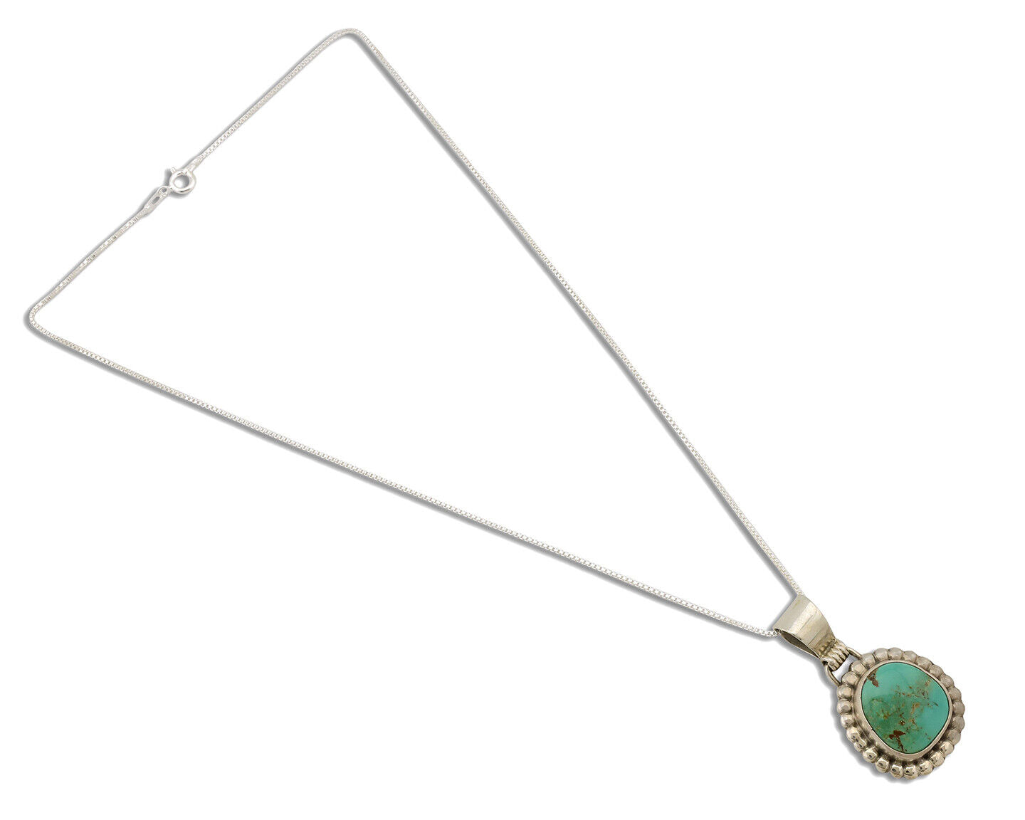 Navajo Necklace .925 Silver Kingman Turquoise Native American Signed C.1980's