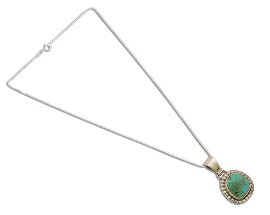 Navajo Necklace .925 Silver Kingman Turquoise Native American Signed C.1980's