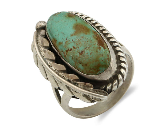 Navajo Ring .925 Silver Arizona Turquoise Signed Apache Manufacturing C80s