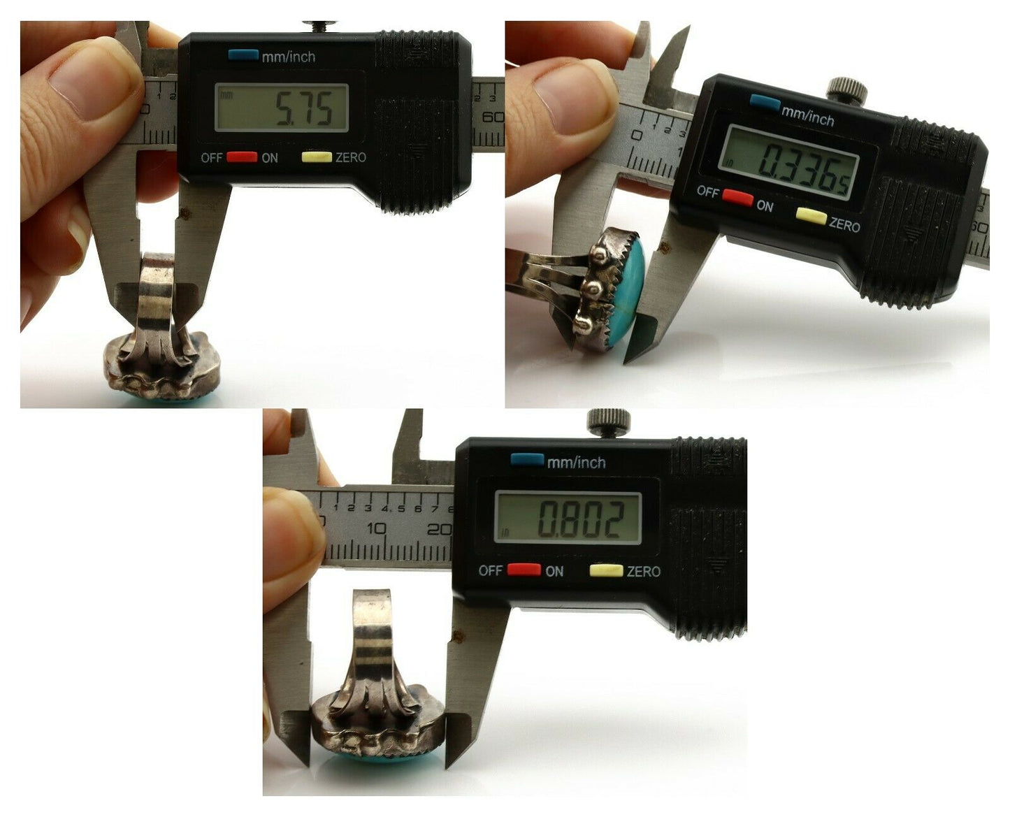 Navajo Ring .925 Silver Blue Turquoise Native American Artist C.1980's