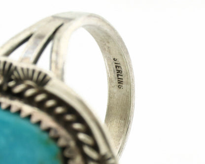 Navajo Ring .925 Silver Kingman Turquoise Artist Signed Begay C.1980's