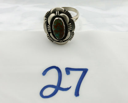 Navajo Ring .925 Silver Spiderweb Turquoise Artist Signed L. M. Nez C80s