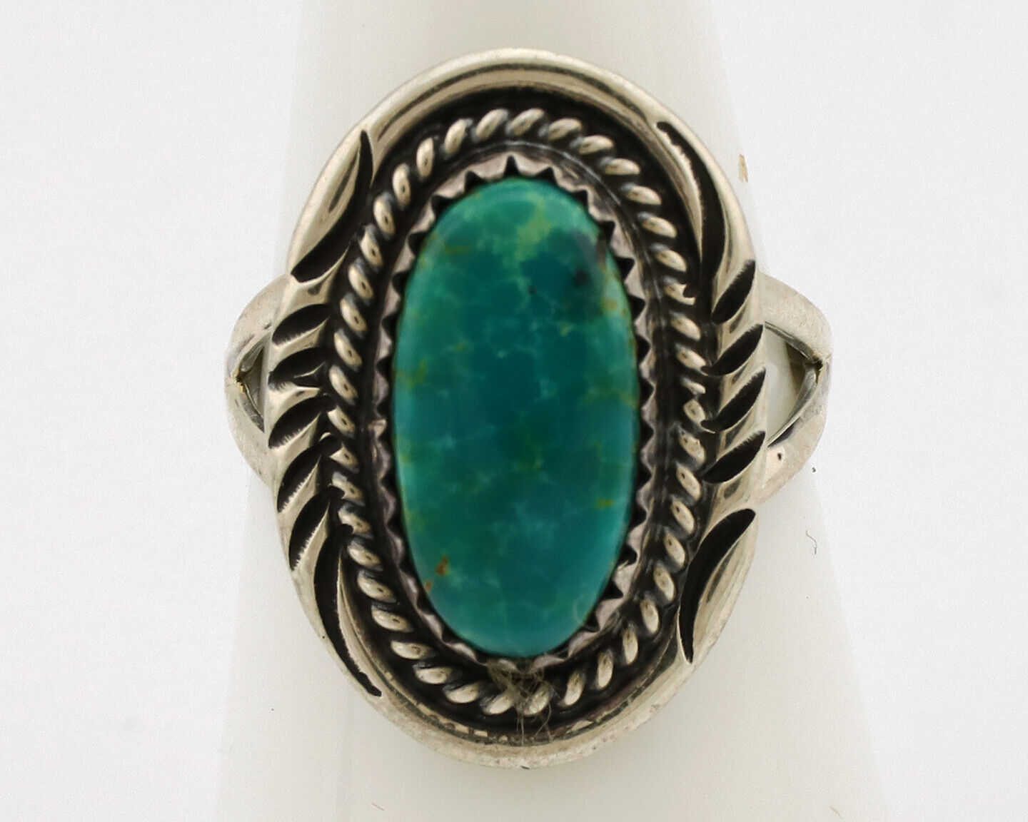 Navajo Ring .925 Silver Nevada Turquoise Native American Artist C.1980's