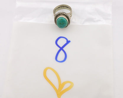 Navajo Ring .925 Silver Natural Kingman Turquoise Native American Artist C.1980s