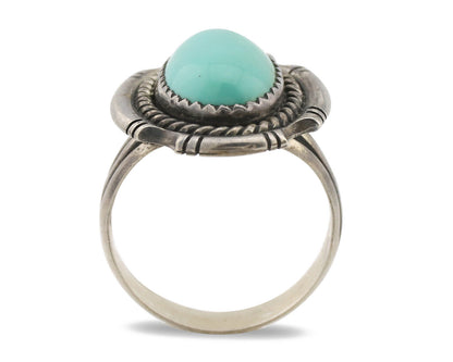 Navajo Ring .925 Silver Sleeping Beauty Turquoise Native Artist C.1980s