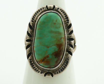 Navajo Ring .925 Silver Kingman Turquoise Artist Signed Gecko C.1980's
