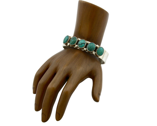 Navajo Bracelet .925 Silver Natural Turquoise Signed C Jones C.80's