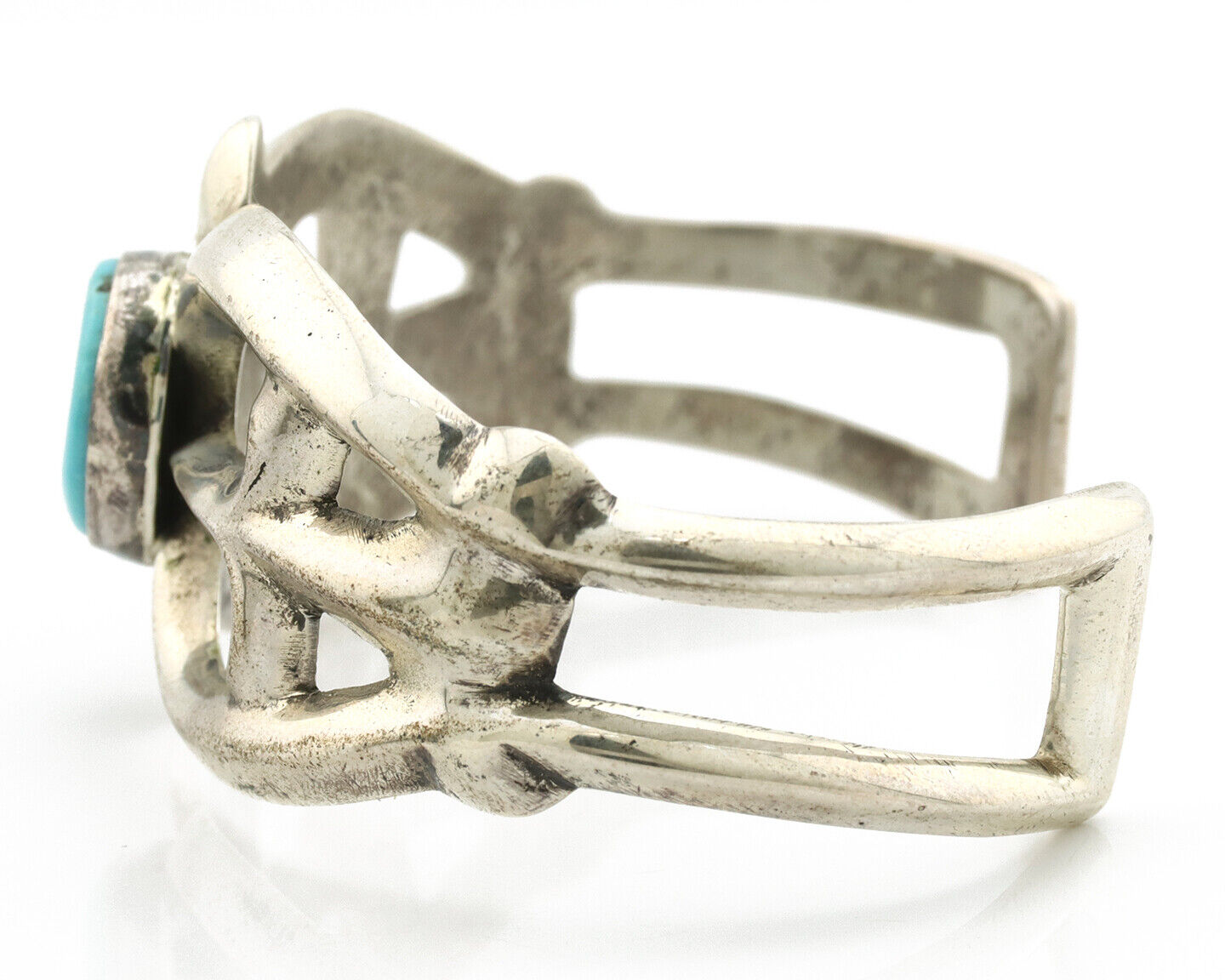 Navajo Bracelet .925 Silver Blue Turquoise Native American Artist C.80's