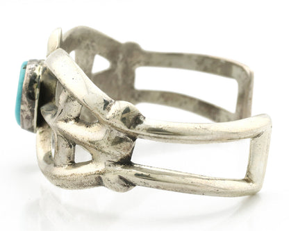 Navajo Bracelet .925 Silver Blue Turquoise Native American Artist C.80's