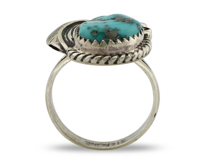 Navajo Ring 925 Silver Natural Blue Turquoise Native American Artist C.80's