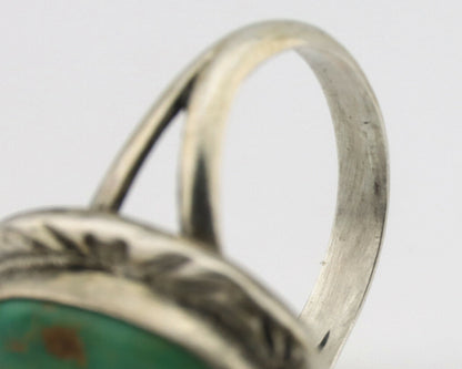 Navajo Ring .925 Silver Kingman Turquoise Native Artist Signed C.80's