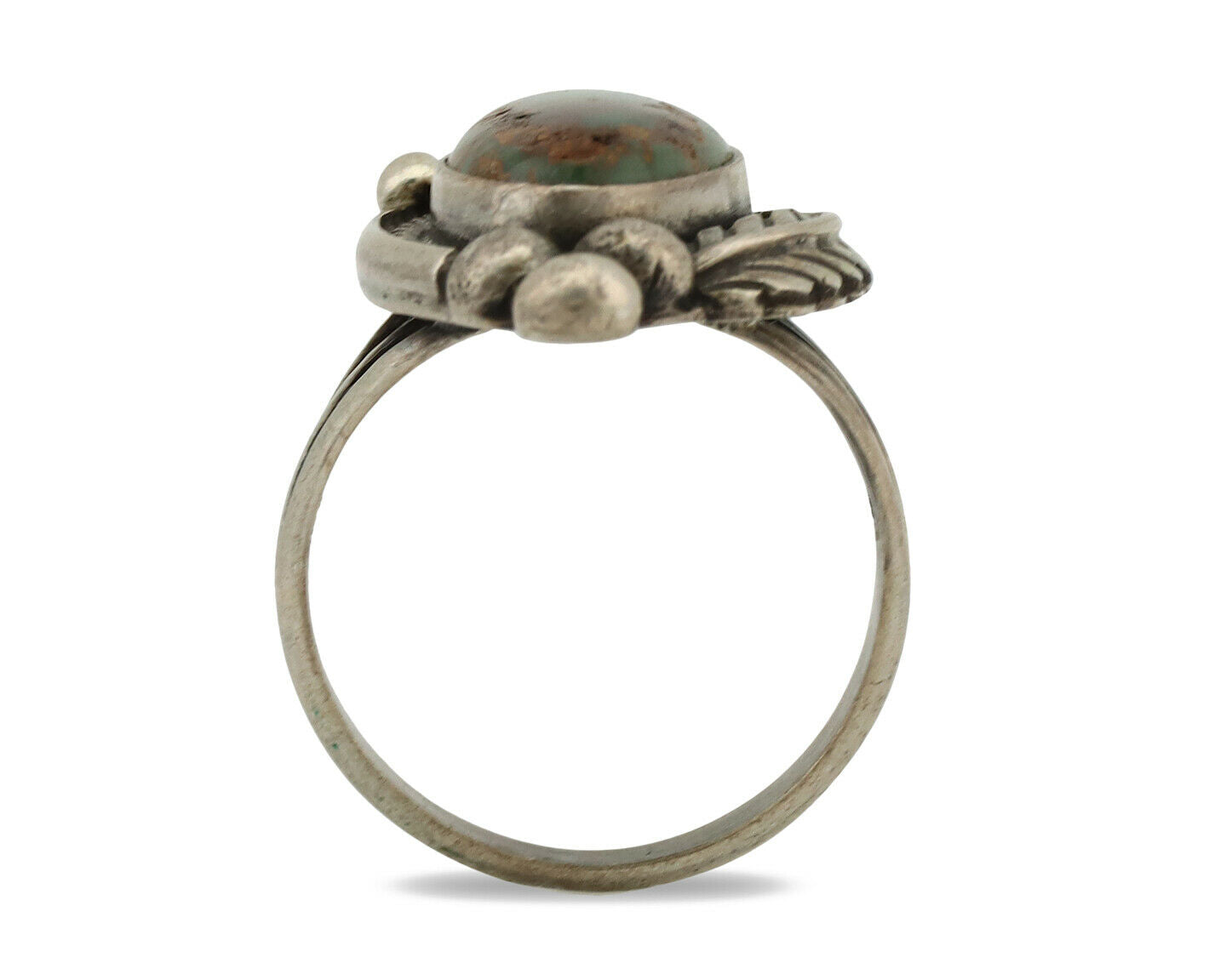 Navajo Ring .925 Silver Manassas Turquoise Signed Native Artist C.80's