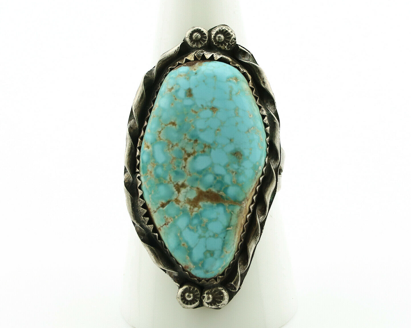 Navajo Ring .925 Silver #8 Turquoise Artist Signed James Martin C.80's