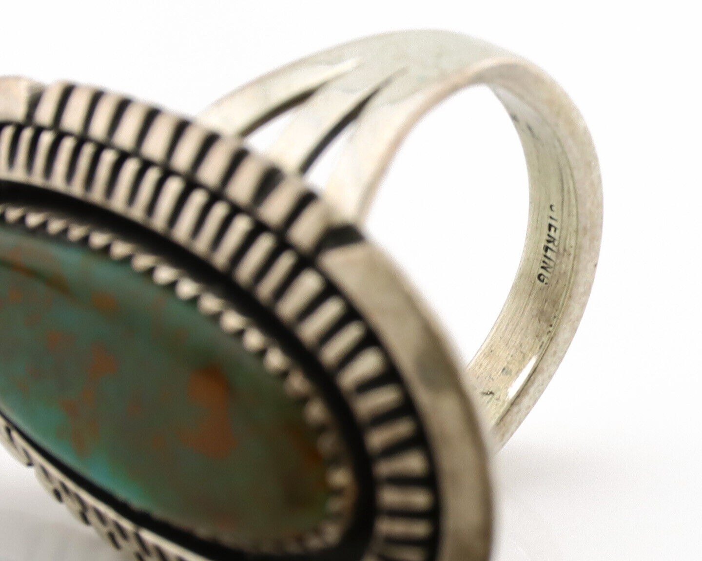 Navajo Ring .925 Silver Nevada Turquoise Native American Artist C.1980's