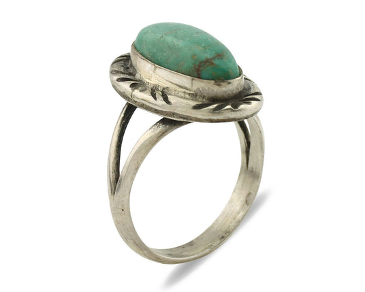 Navajo Ring .925 Silver Kingman Turquoise Native Artist Signed C.80's