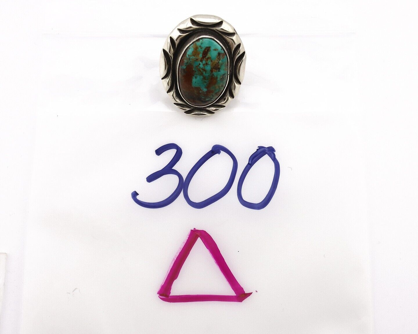 Navajo Ring 925 Silver Kingman Turquoise Native Artist Signed C Montoya C.80's