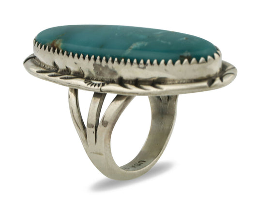 Navajo Ring .925 Silver Blue Southwest Turquoise Artist Signed USA C.80's