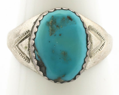 Zuni Ring .925 Silver Natural Blue Turquoise Native American Artist C.1980's