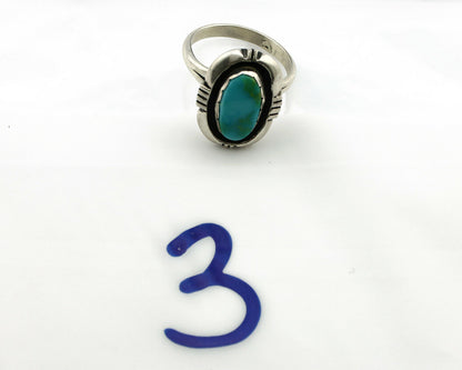 Navajo Ring .925 Silver Kingman Turquoise Handmade Native American Artist C80s