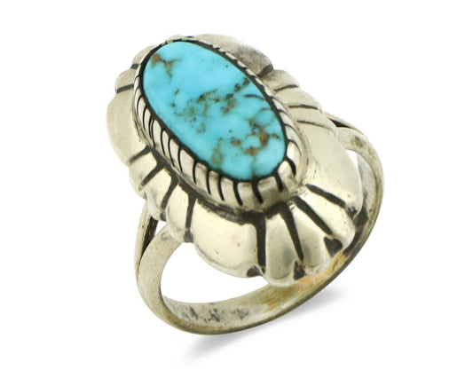 Navajo Ring .925 Silver Arizona Turquoise Signed M Montoya C.80's