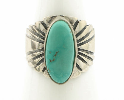 Navajo Ring .925 Silver Kingman Turquoise Artist Signed Apache C.80's