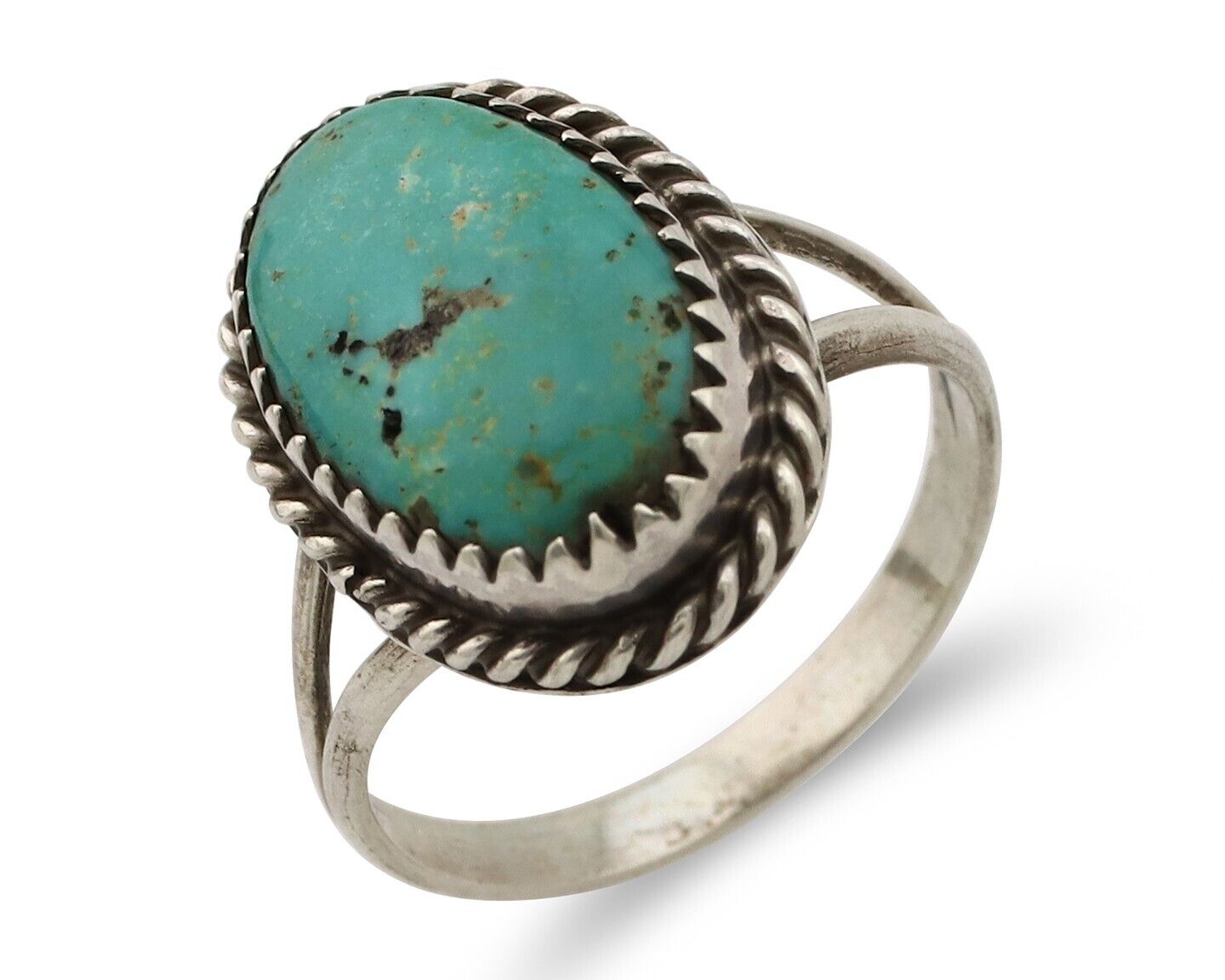Navajo Handmade Ring 925 Silver Kingman Turquoise Artist Signed MC C.80's