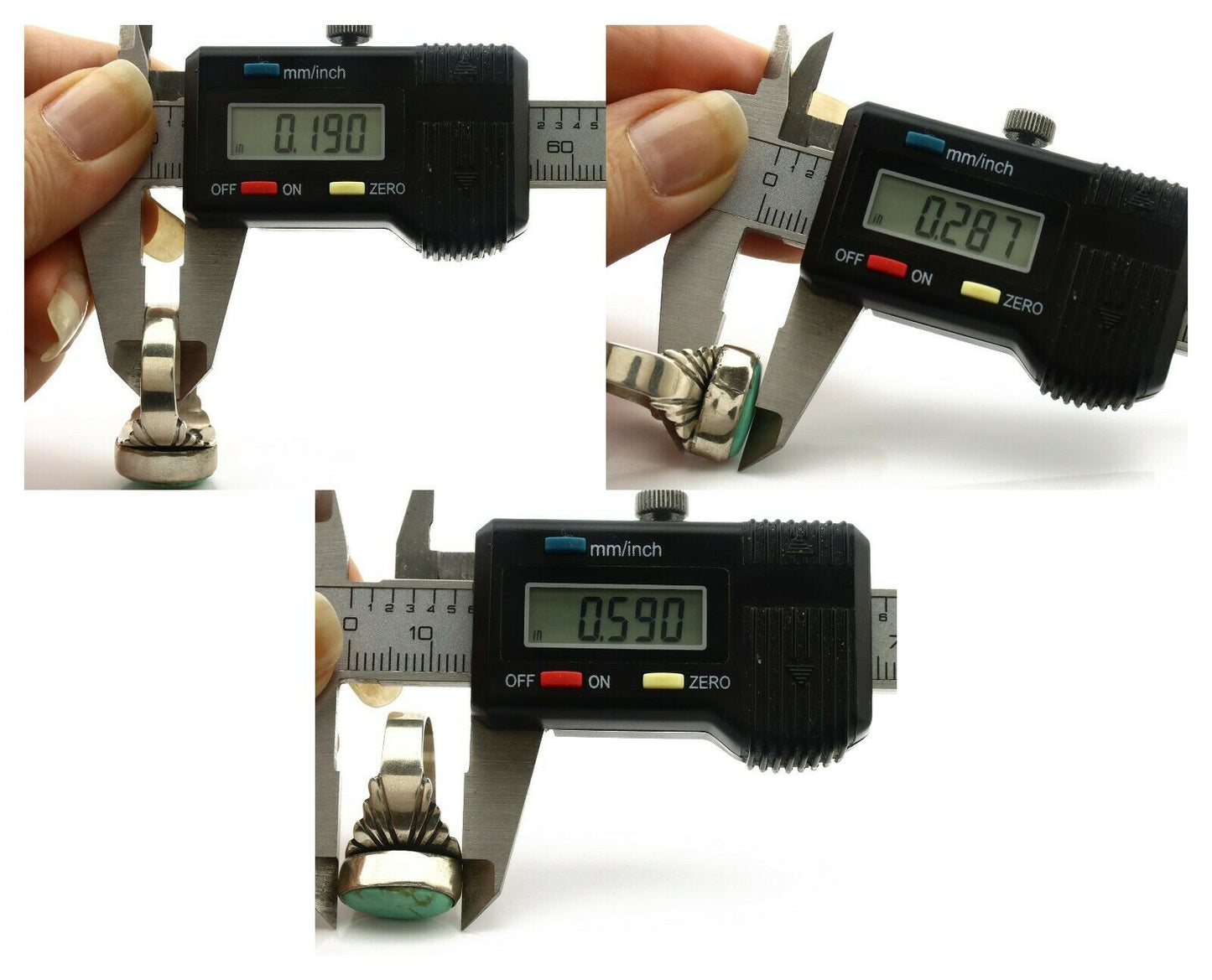 Navajo Ring .925 Silver Kingman Turquoise Artist Signed Apache C.80's