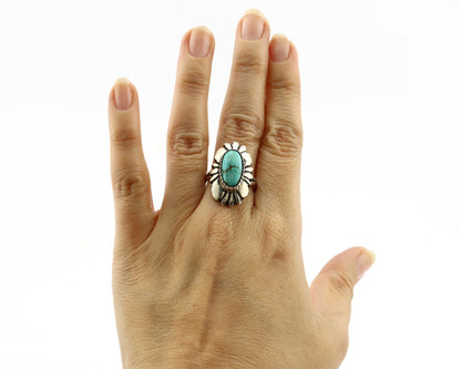 Navajo Ring .925 Silver Arizona Turquoise Signed M Montoya C.80's