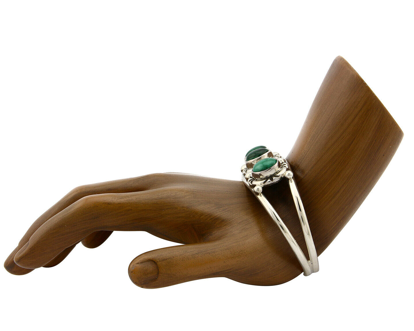 Navajo Bracelet .925 Silver Malachite Gemstones Handmade Native Artist C.80's