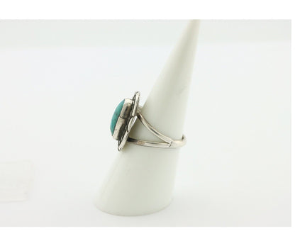 Navajo Handmade Ring .925 Silver Kingman Turquoise Native Artist C.80's