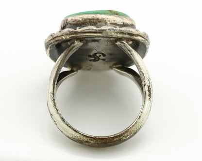 Navajo Ring .925 Silver Kingman Turquoise Artist Signed Gecko C.1980's