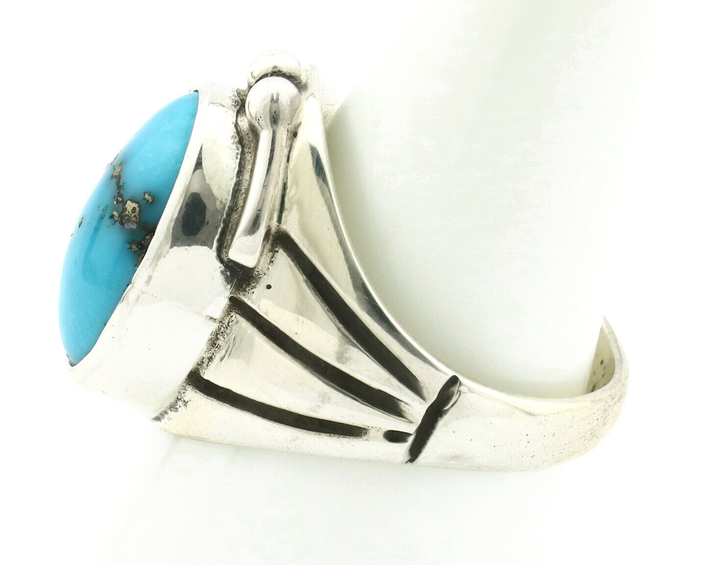 Navajo Ring .925 Silver Morenci Southwest Turquoise Native Artist C.80's