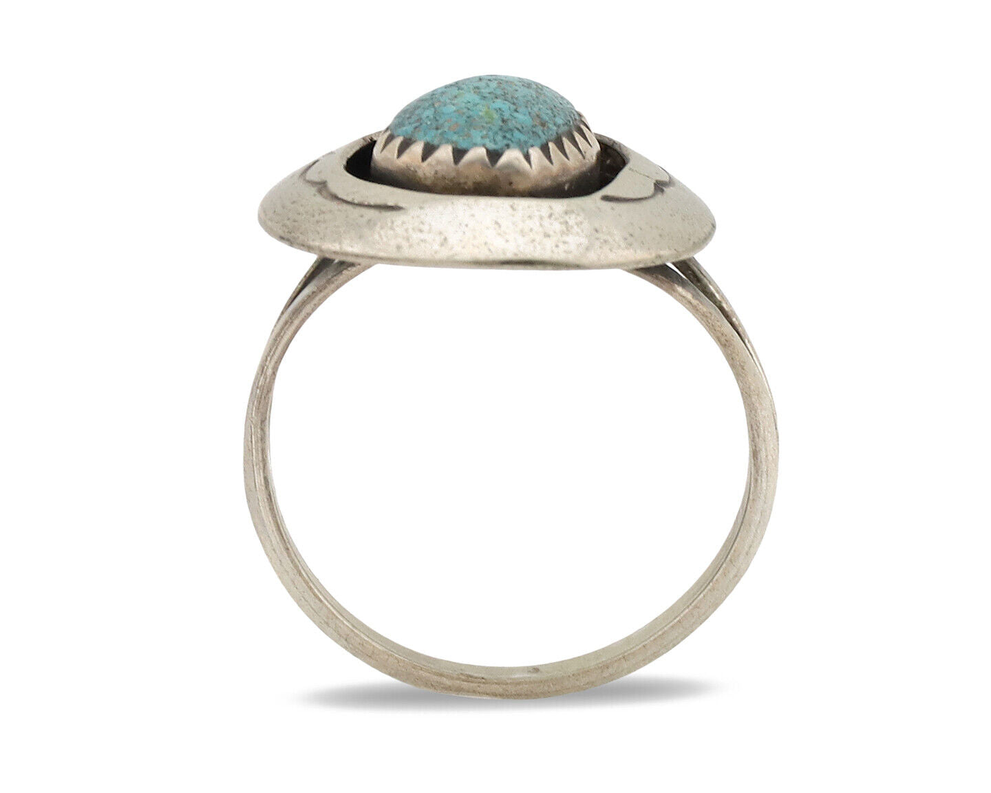 Navajo Ring .925 Silver Spiderweb Turquoise Native American Artist C.1980's