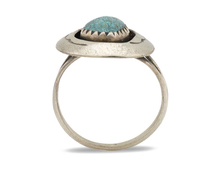 Navajo Ring .925 Silver Spiderweb Turquoise Native American Artist C.1980's