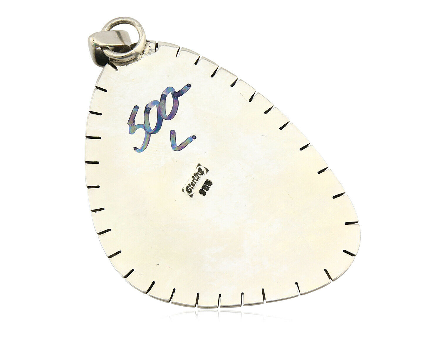 Navajo Pendant .925 Silver Natural Slab Turquoise Native Artist C.80's