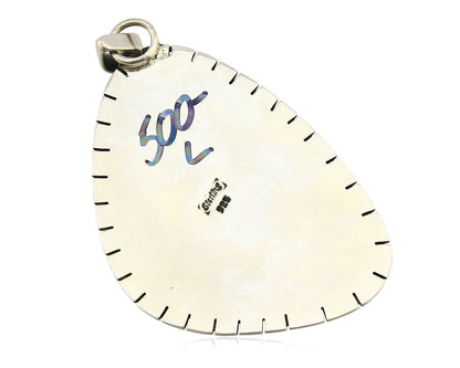 Navajo Pendant .925 Silver Natural Slab Turquoise Native Artist C.80's