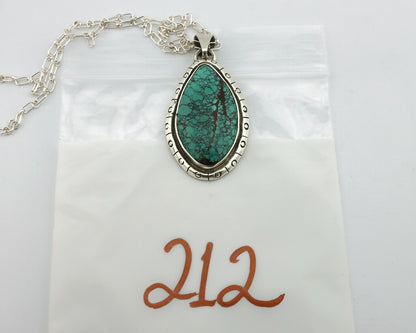 Navajo Pendant .925 Silver Spiderweb Turquoise Native American C.80's