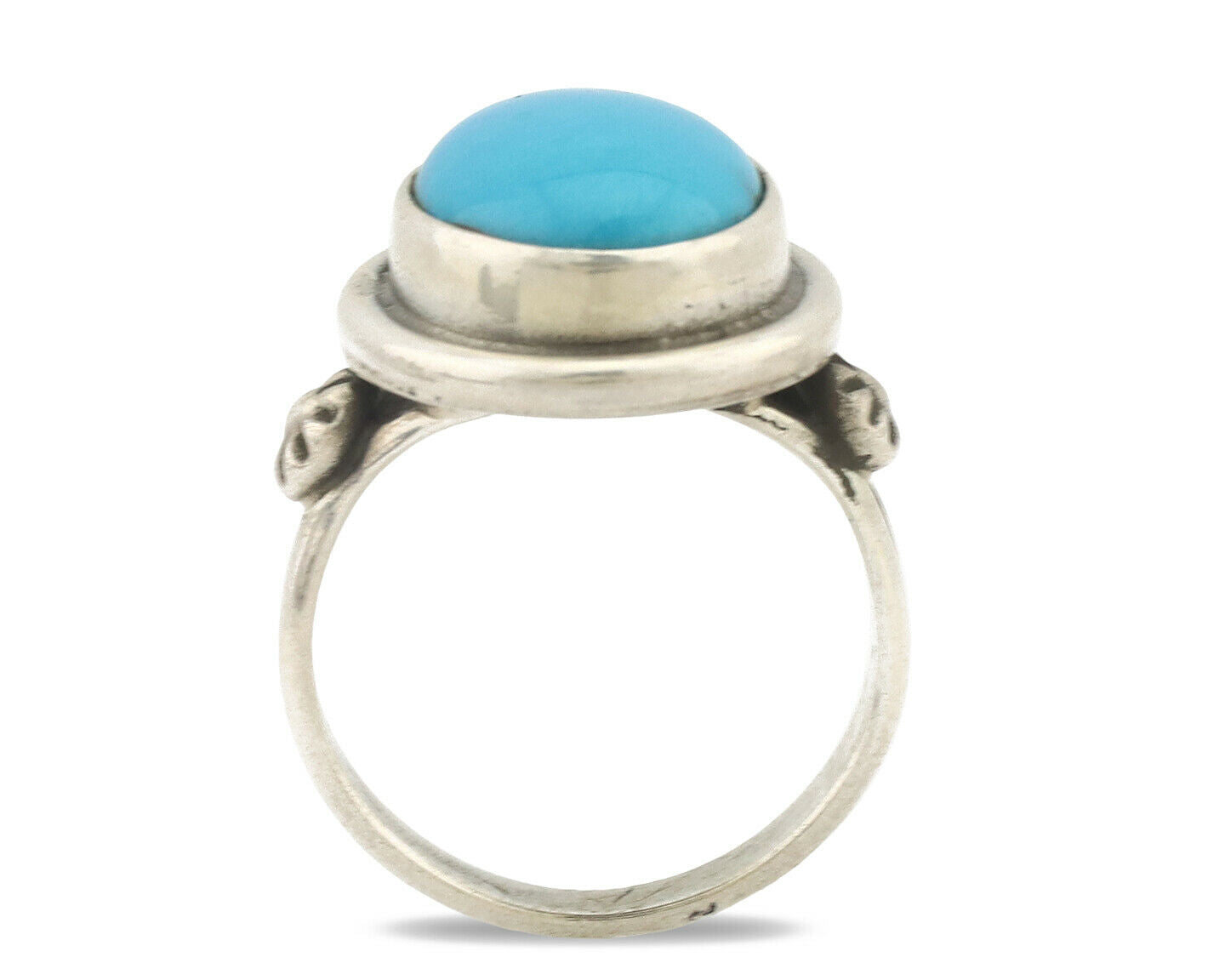 Navajo Ring .925 Silver Natural Blue Turquoise Native American Artist C.1980's